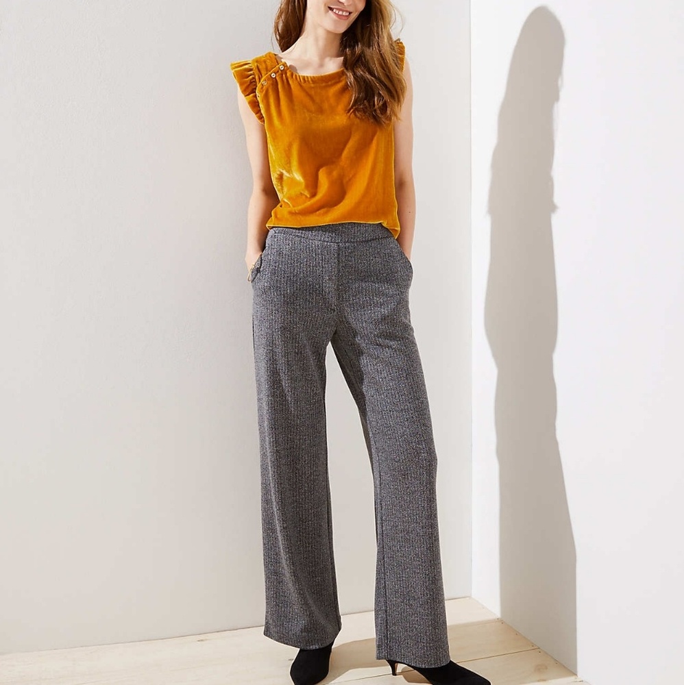 WIDE LEG PANTS IN HERRINGBONE